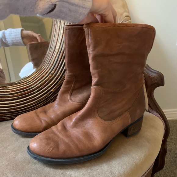 Nine West 7.5 Brown Tan Leather Boots Booties - Picture 2 of 6